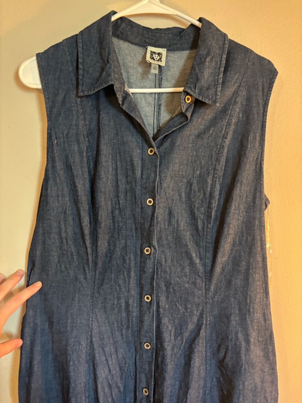 Anne Klein Dark Indigo Chambray Shirt Dress